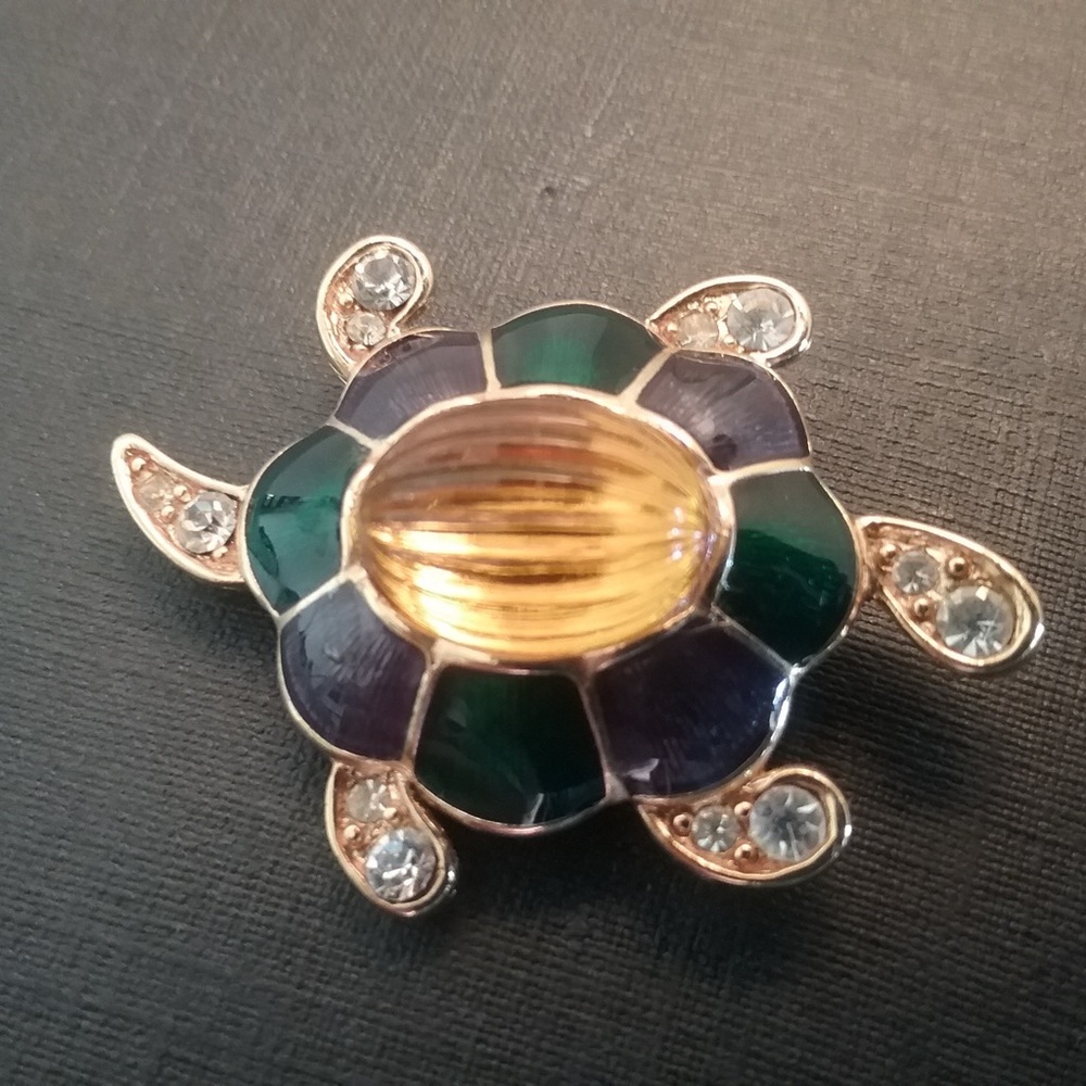 VINTAGE: Adorable Turtle Brooch by Monet, c. Early 80s, EUC